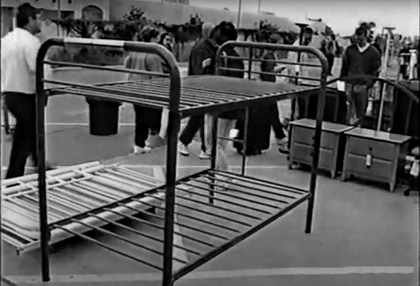 Bunk-bed frame that belonged to members of Heaven's Gate.