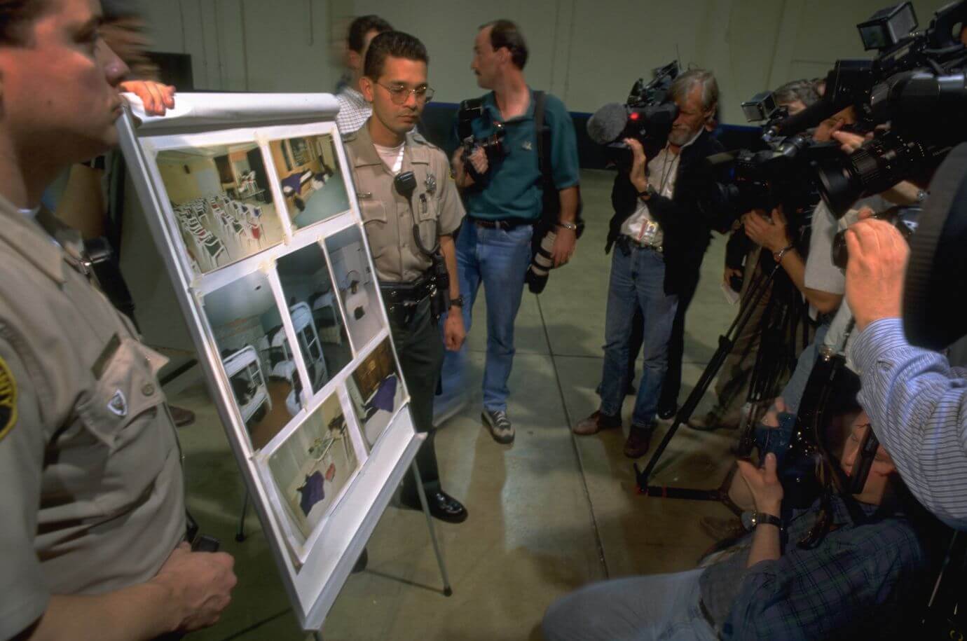 Police Deputies show the interior of the mansion